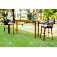 Top Selling Resin Rattan Bar Set Acacia Wooden Frame for Outdoor Use Wicker Furniture